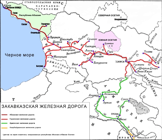 Georgian Railways - a map, site photos