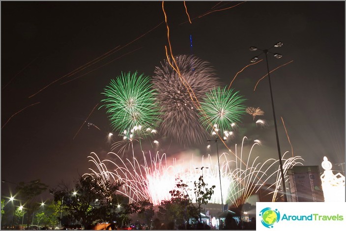 Fireworks in the New Year's sky in Thailand