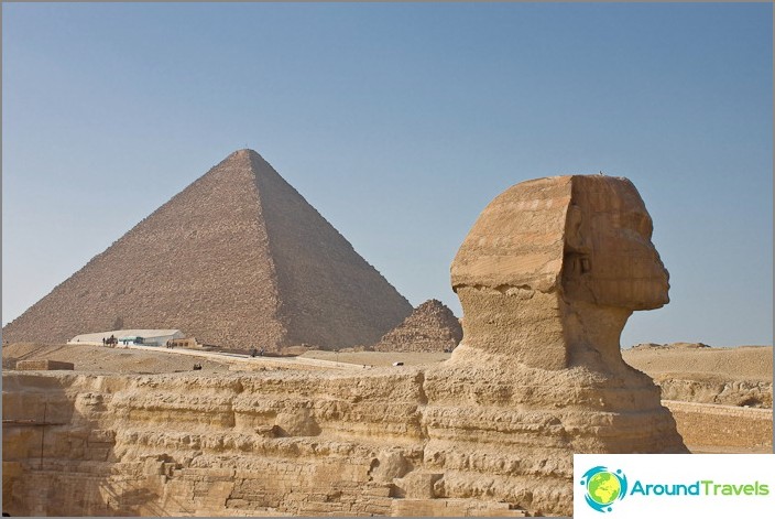 The Great Sphinx and the Pyramid of Cheops.