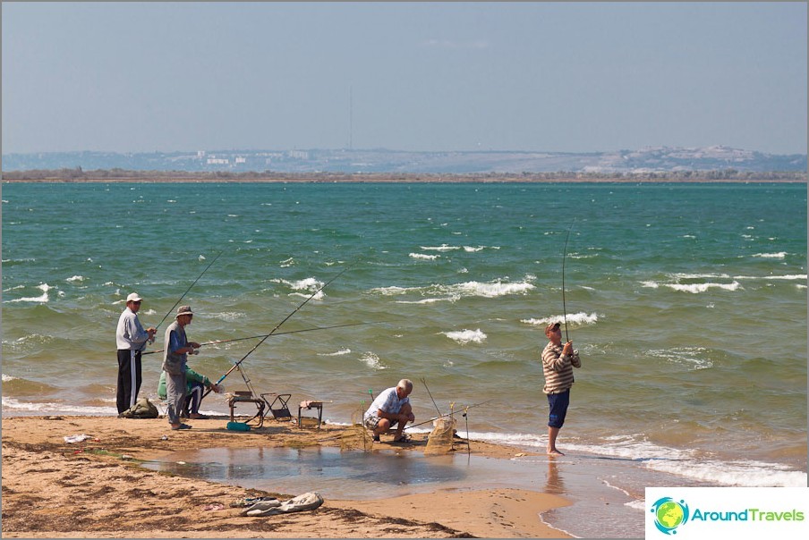 The most popular place for fishing at the tip of the spit