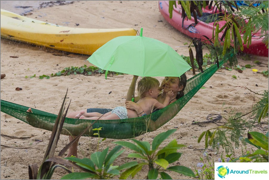 You can swing on a hammock even in the rain