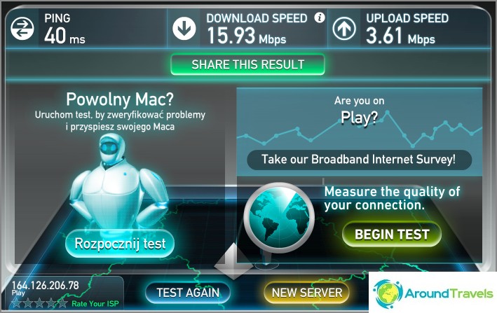 3G speed in Warsaw, Play operator