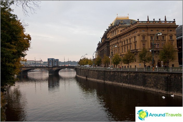 Embankment of the Vltava River, the center of Prague