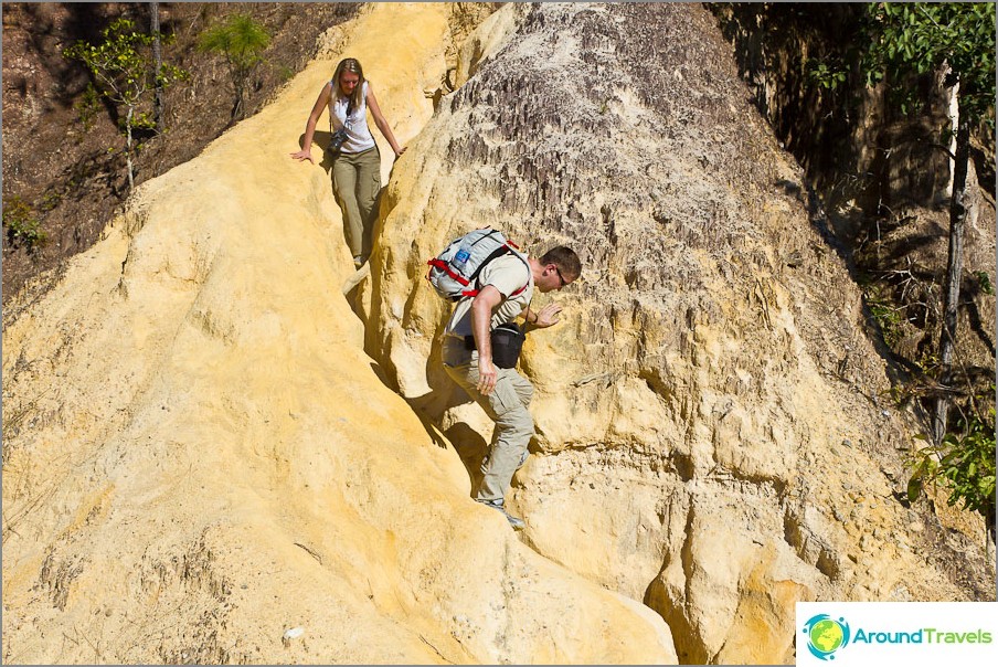 But the most interesting thing is to climb loose rocks, soiling in the dust But the most interesting thing is to climb loose rocks, soiling in the dust