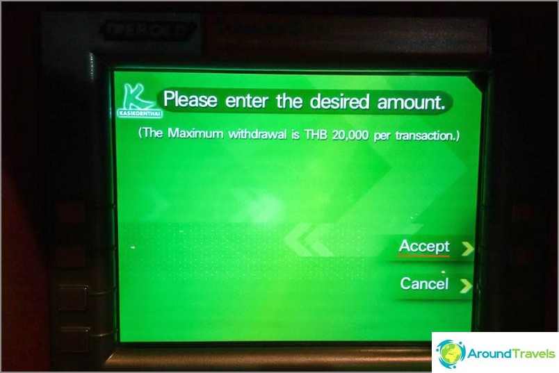ATMs in Thailand - instructions for withdrawing money