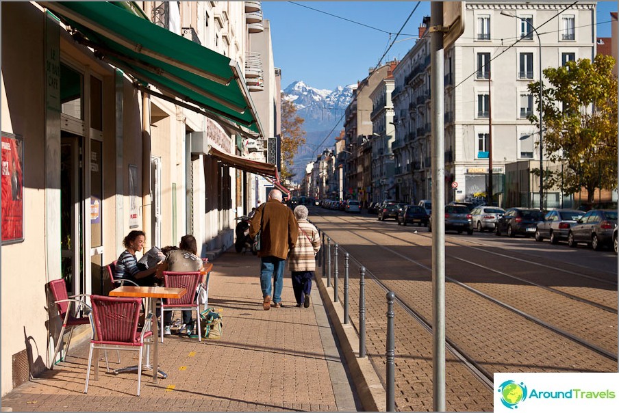 Cafe in Grenoble and the French Mountains