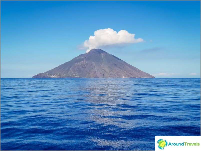 Stromboli Island with an active volcano