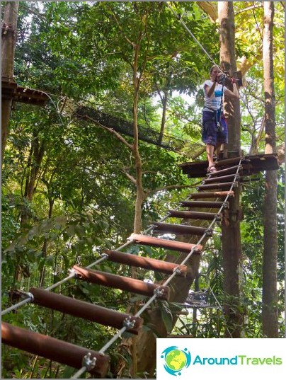 Every kind of horizontal stairs in an adventure park