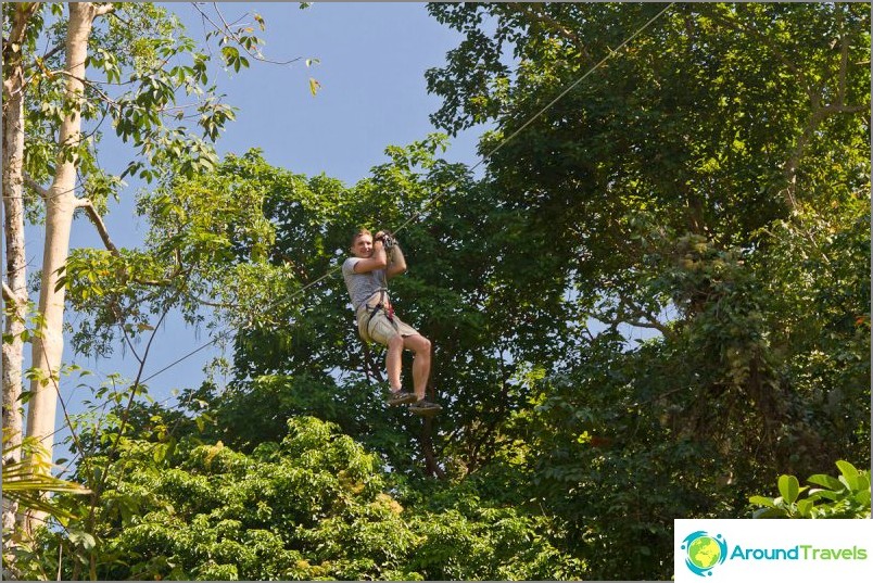 We fly with a breeze on zip-line