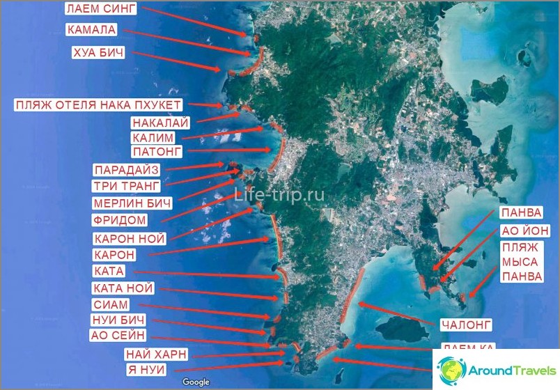 Map of Phuket beaches (south)
