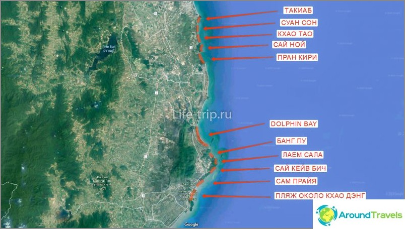 Map of Hua Hin Beaches (South)