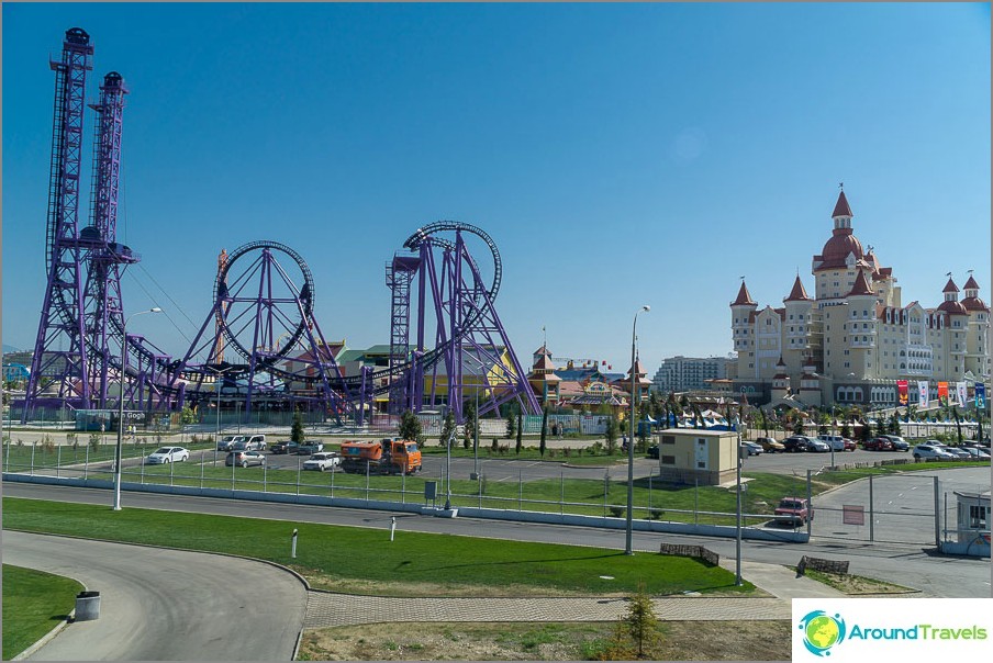One can see the amusement park Sochi-Park