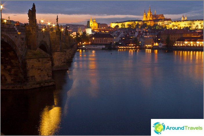 Center of Prague, magical Prague Castle in the evening