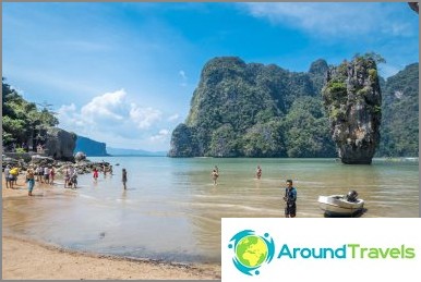 The island of James Bond - and the rock, and the big island on which I stand