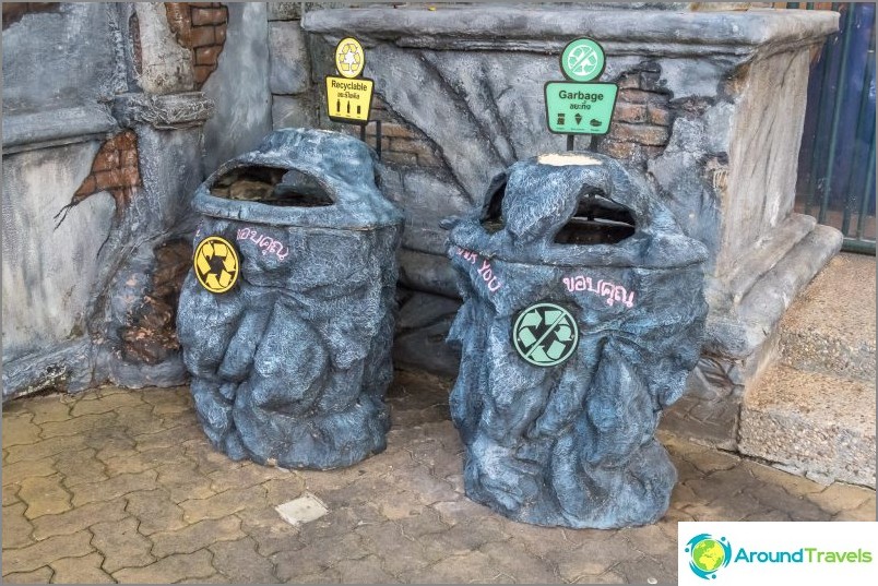 Even trash cans are unusual, and they are stylized.