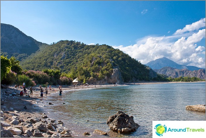 The mouth of the river Ulupinar. Olympos on the mountain. The mouth of the river Ulupinar. Olympos on the mountain.