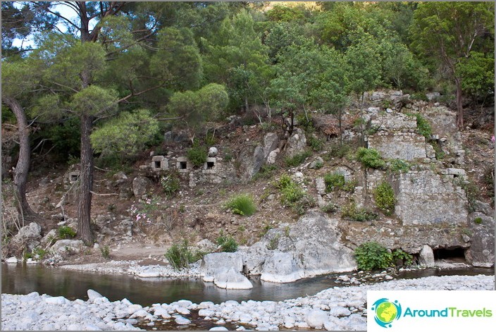 The city of Olympos on the right bank of the river Ulupinar. The city of Olympos on the right bank of the river Ulupinar.