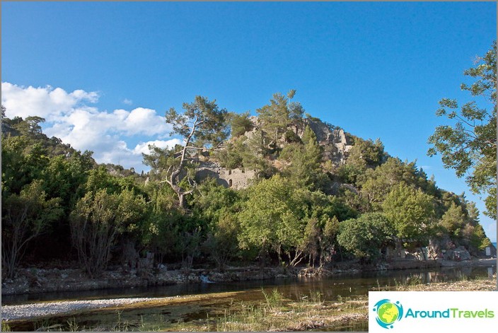 The city of Olympos on the left bank of the river Ulupinar. The city of Olympos on the left bank of the river Ulupinar.
