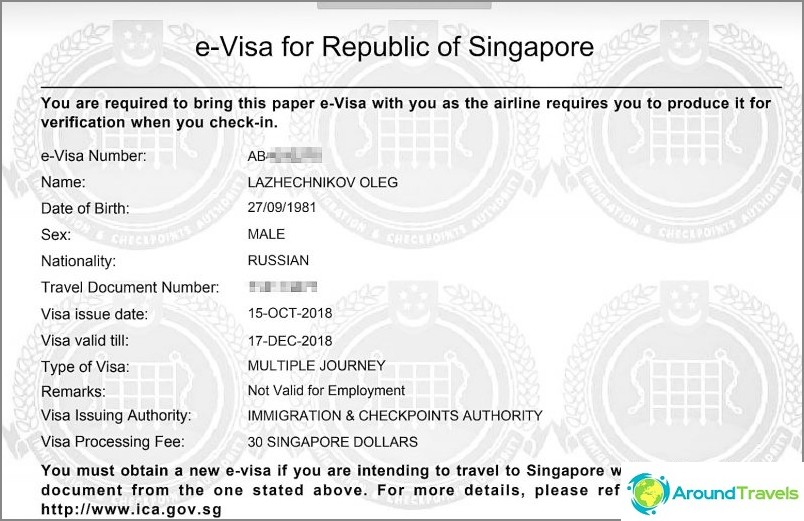 This is what my e-visa to Singapore looks like.