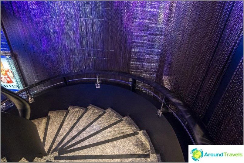 After the elevator, a spiral staircase to the top