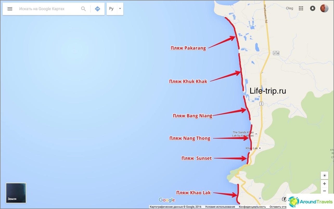 Map of Khao Lak Beaches