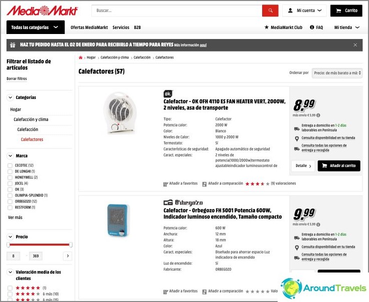 Price in MediaMarkt starts at 14 euros with delivery