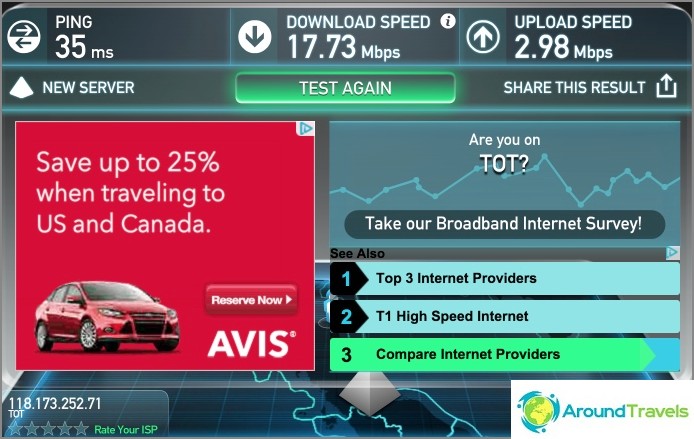 Wifi speed for a Thai hotel is just great