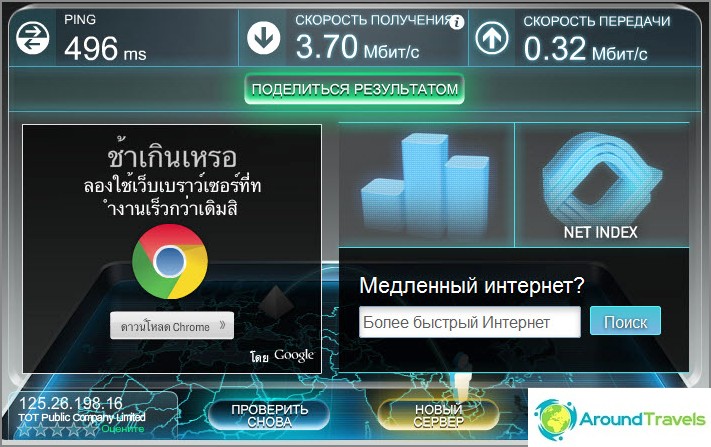 Internet speed, not an indicator, but still