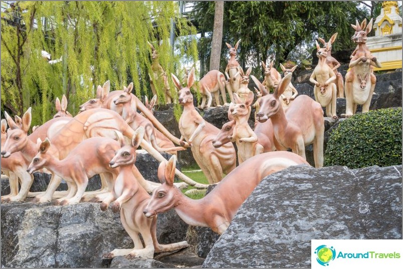 The garden is decorated with thousands of concrete painted figures of various animals.