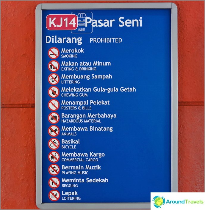 What is forbidden in the Kuala Lumpur metro