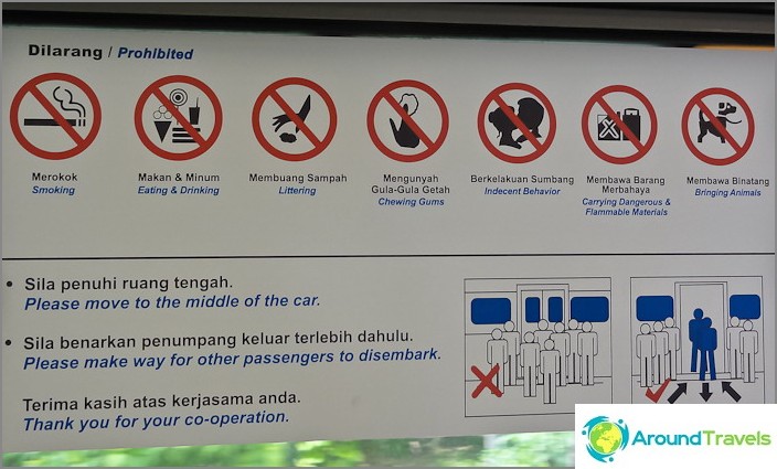 A bunch of bans on the subway in Kuala Lumpur