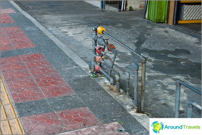 Water meters along sidewalks