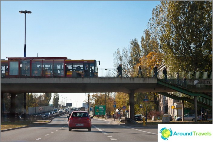 In Poland, there are stops right on the bridge