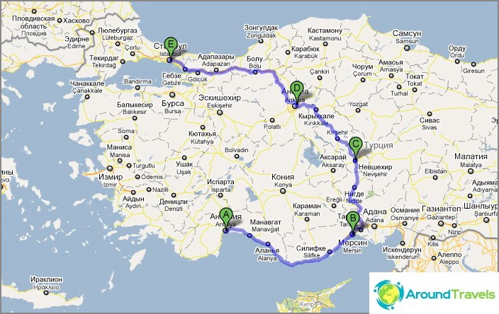 Route in Turkey.