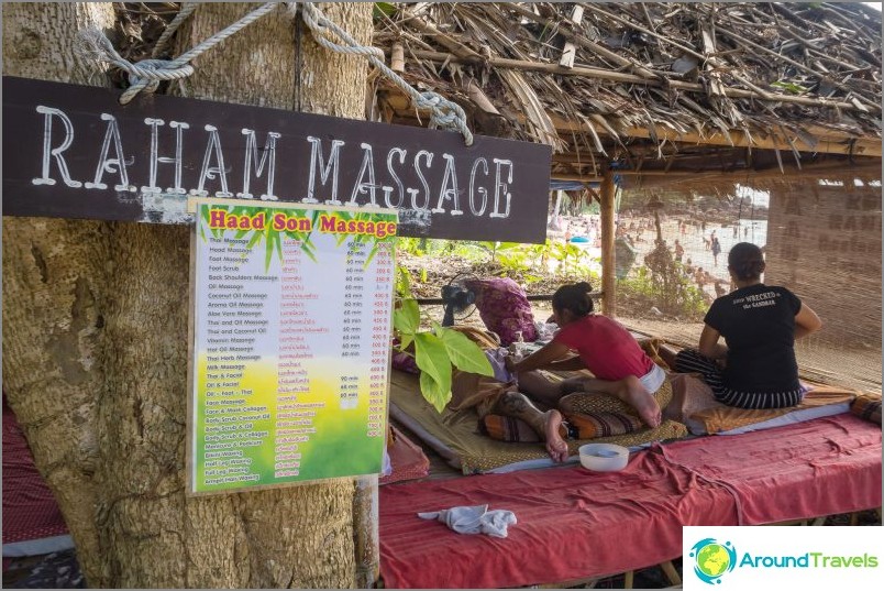 There is a massage sala on the beach.