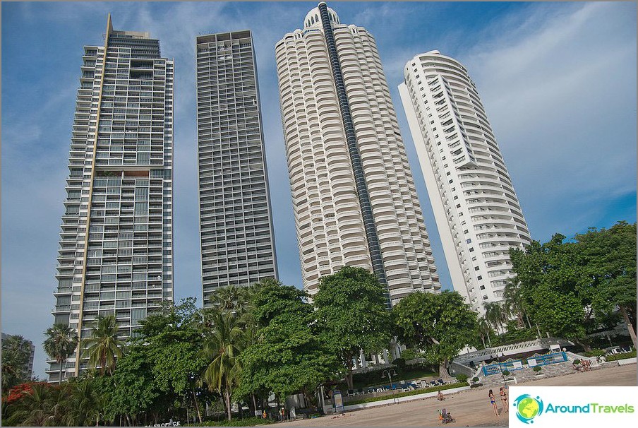 High-rise buildings of hotels in the central part of the beach