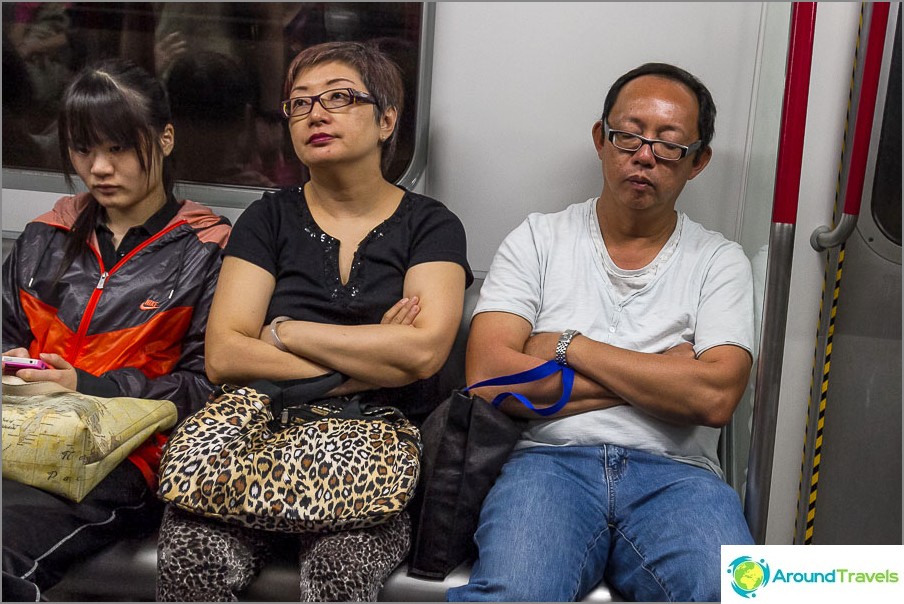 Like us in the subway, someone is sleeping, someone is on the phone