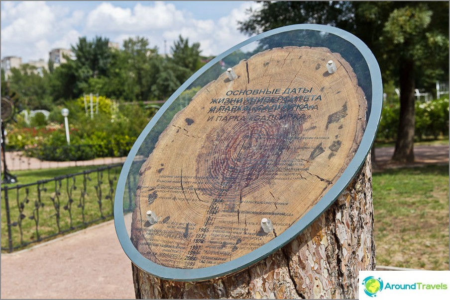 Circles on the tree mean the main dates of Vorontsov Park