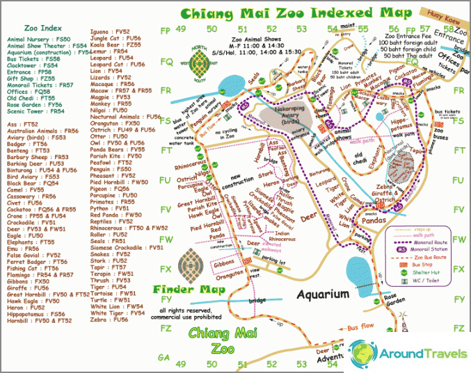 Map of Chiang Mai Zoo