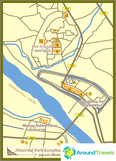 Map of Kampeng Pet Historical Park (clickable)