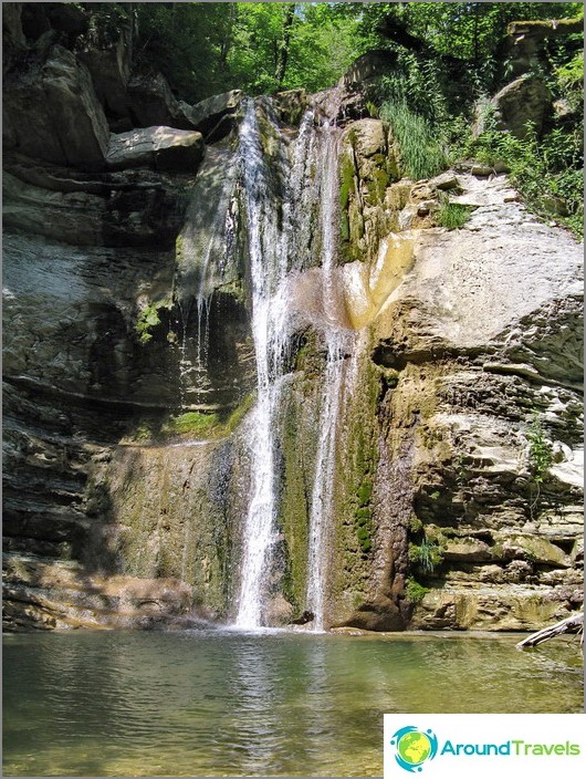 Waterfalls at the headwaters of the river Jeanne
