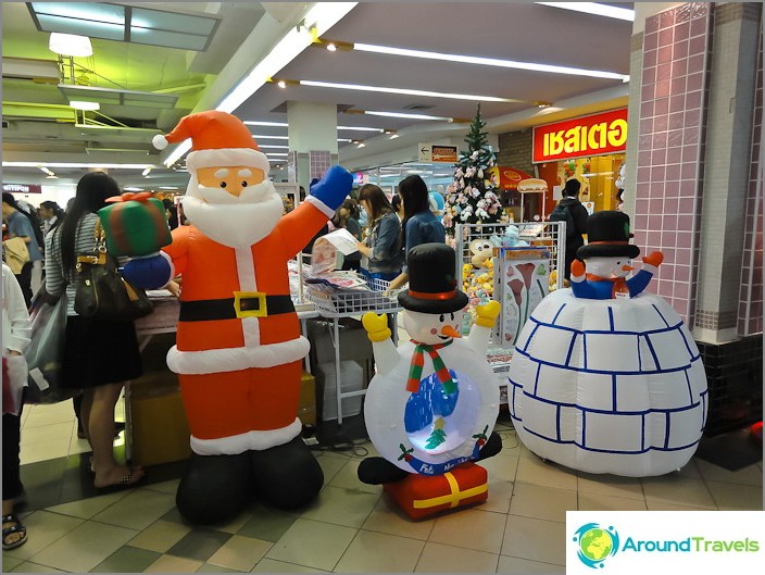 Santa Claus and snowman in Thailand