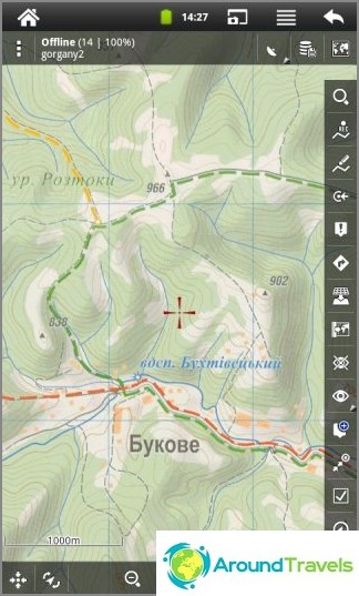 Program Locus Map. Raster tourist map of the Carpathians