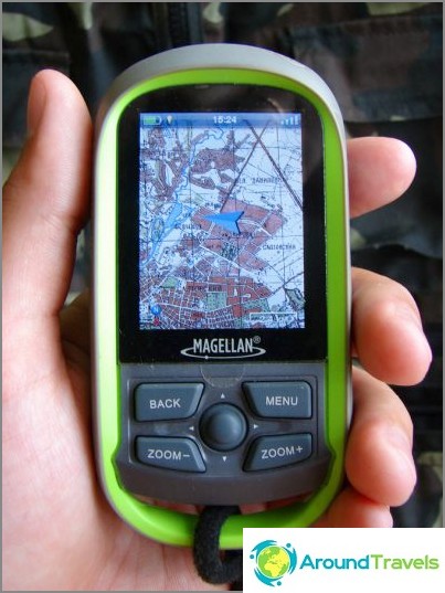 My navigator is Magellan eXplorist GC. On the screen - topographic map of Kharkiv region