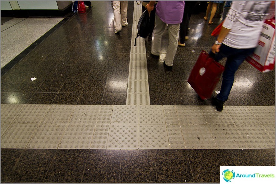 Everywhere in the metro and public places if guides for the blind