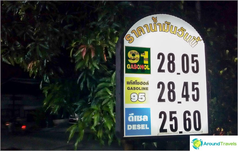 The price of gasoline in Thailand (a small refueling)
