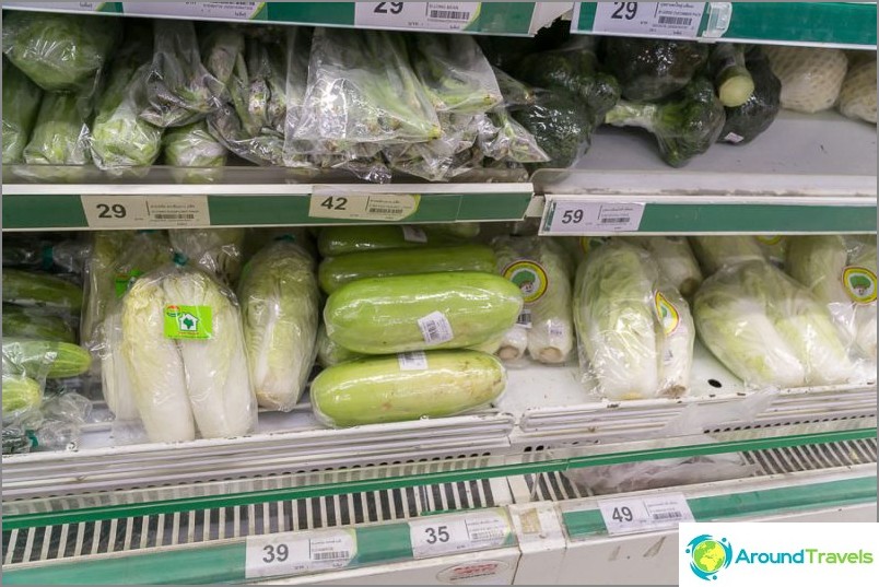Vegetables, all prices per pack