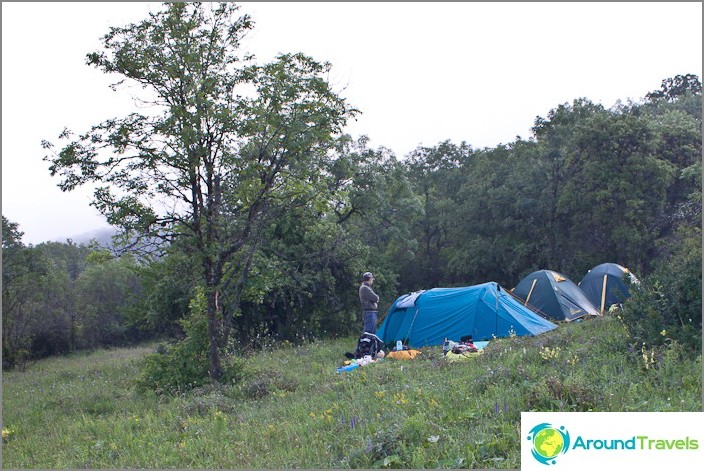 Our camp is on a slope near the Ai-Dimitriy site.