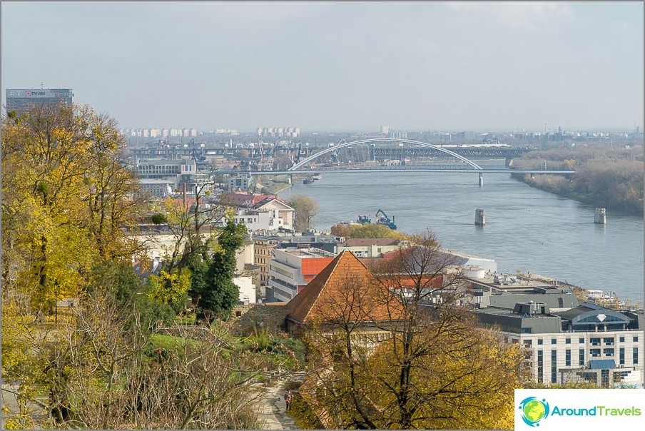 The wide Danube flows through the city