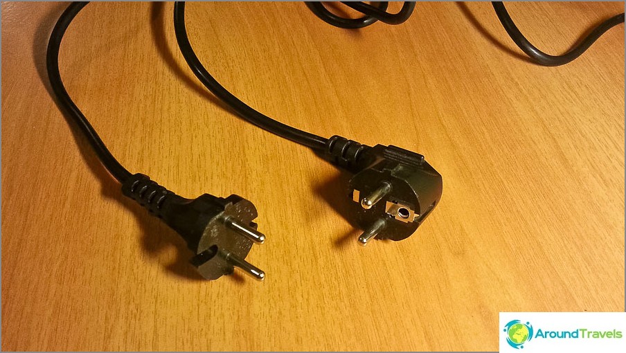 On the left there is a plug with two pins, on the right there is a plug with grounding